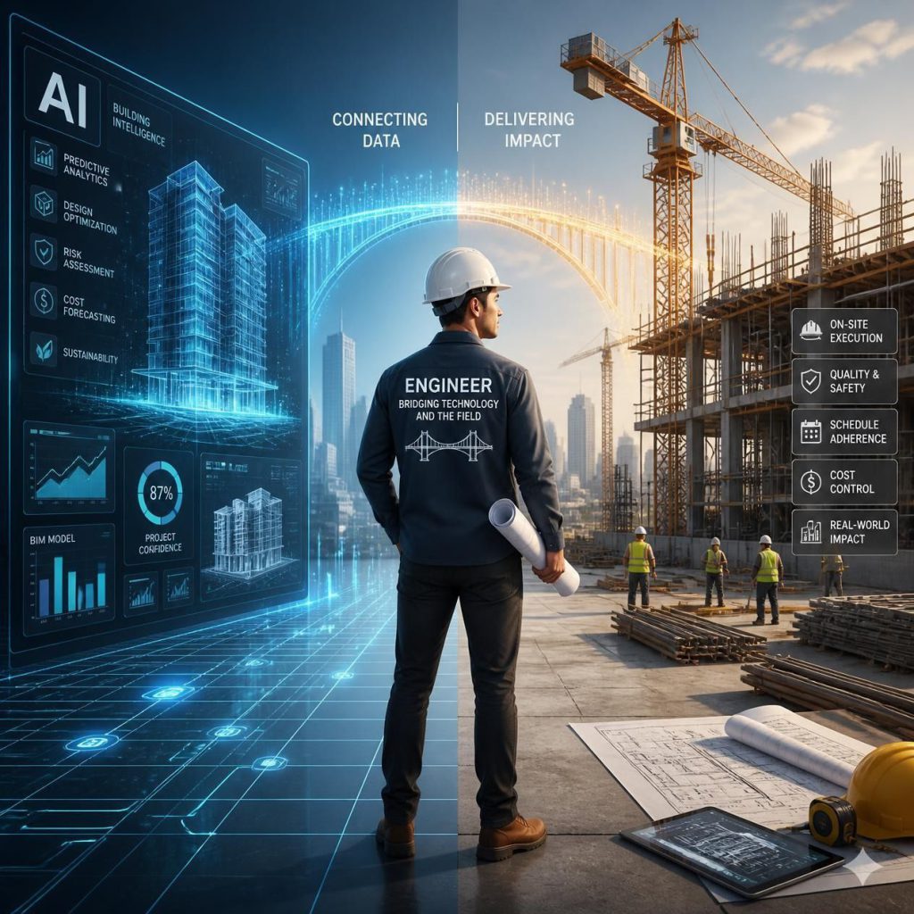 AI và kỹ sư xây dựng làm việc cùng nhau