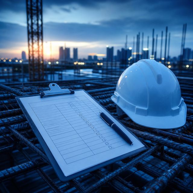 Bảng kiểm tra nghiệm thu đặt trên cốt thép tại công trường