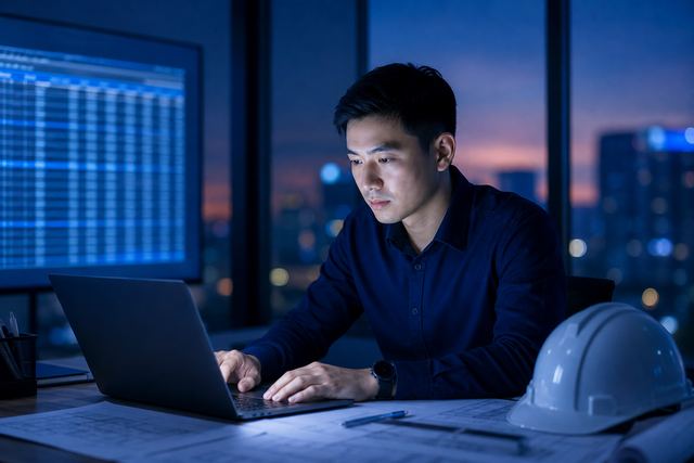 Kỹ sư dùng AI xử lý bảng dữ liệu chi phí công trình