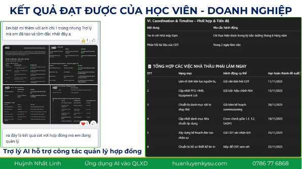 Trợ lý AI đọc hợp đồng và tổng hợp danh mục việc nhà thầu phải làm kèm hạn hoàn thành